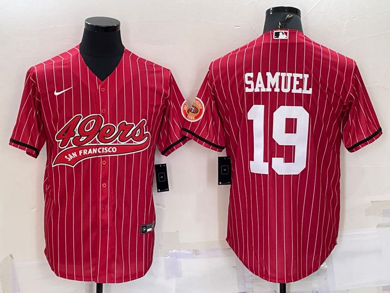 Men San Francisco 49ers #19 Samuel Red stripe 2022 Nike Co branded NFL Jersey->san francisco 49ers->NFL Jersey